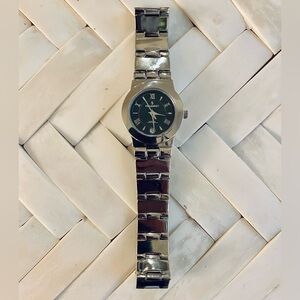 Peugeot Stainless Steel Silver Black Face Women’s Watch Roman Numerals w Date